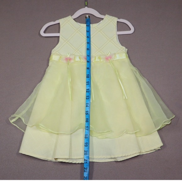 Bonnie Jean Little Girls Vintage Yellow Tulle Overlay Dress - Size 3T - Picture 3 of 6